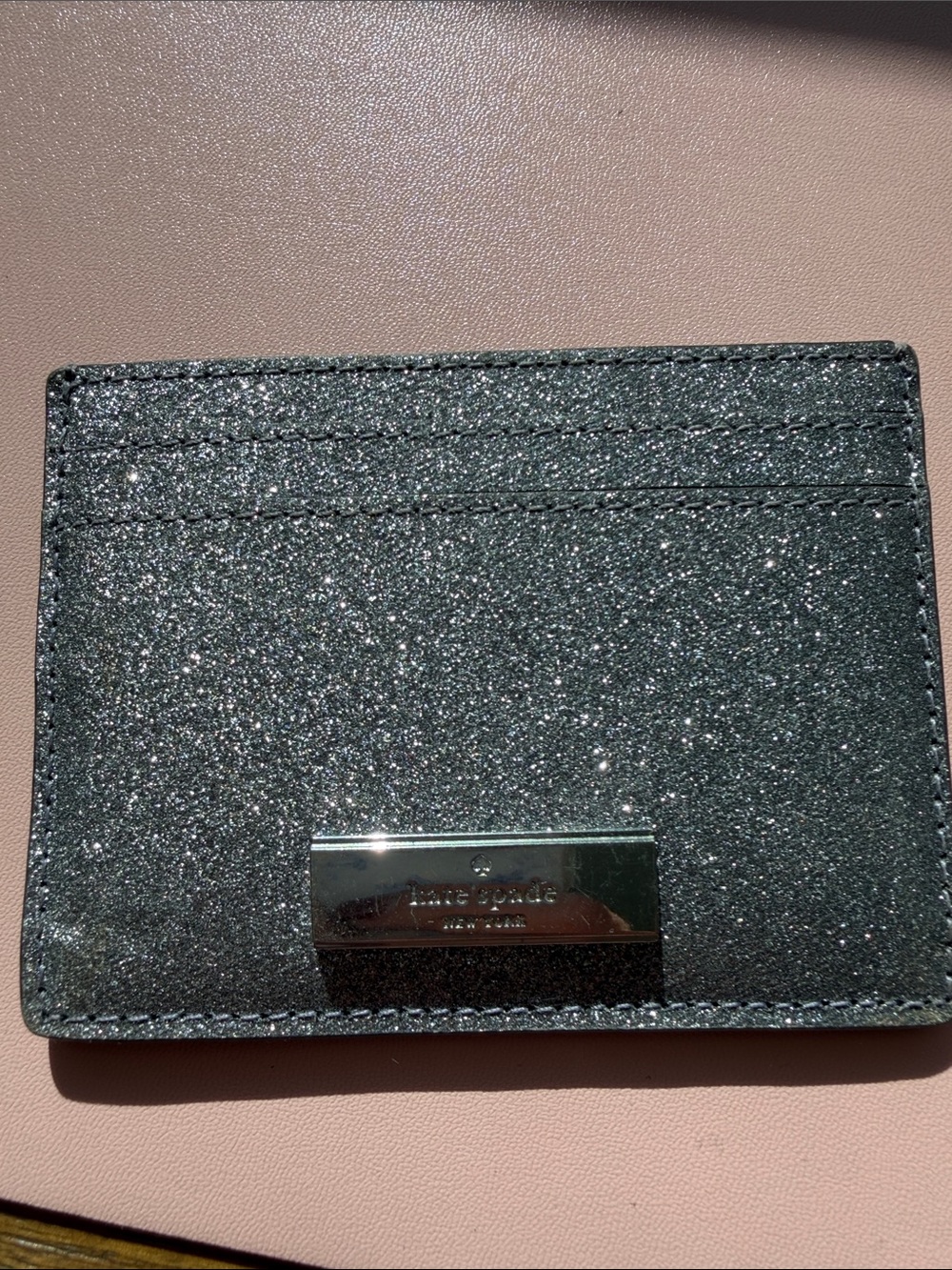 kate spade purple glitter card case